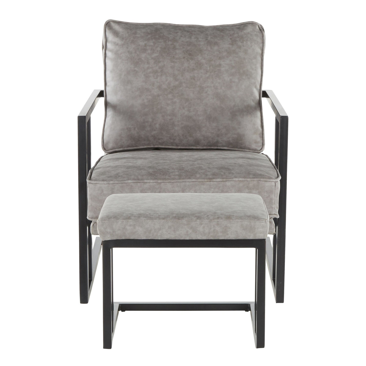 Black/Gray Lounge Chair And Ottoman Set H54026