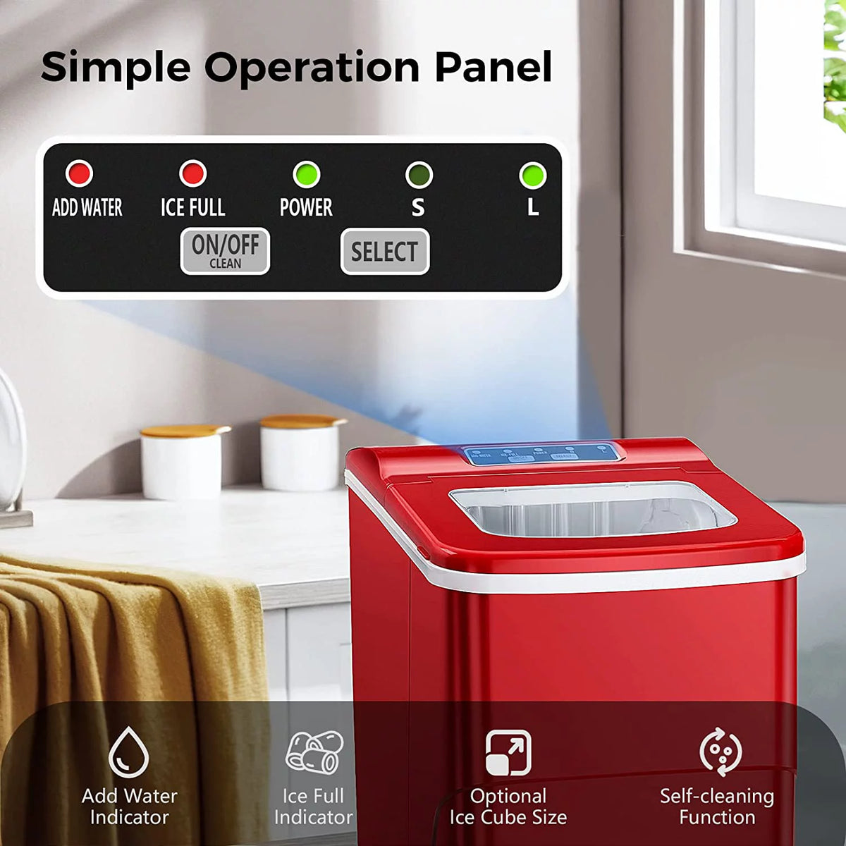 Portable Countertop Ice Maker with Ice Scoop and Basket X230