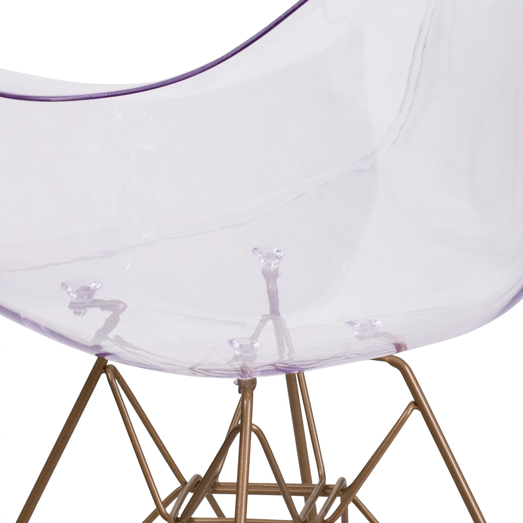 2 Pack Transparent Side Chair with Arms and Gold Base I97748