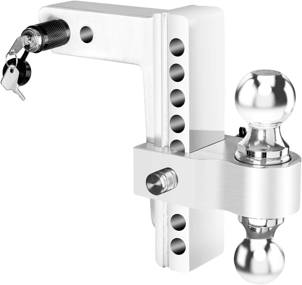 Dual Ball Mount Hitch Adjustable Drop/Rise, Aluminum Trailer Hitch, Fits 2" Receiver with Pin Lock (10 inch) X401
