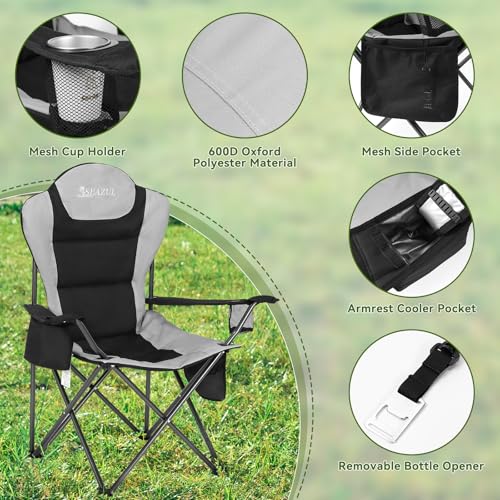 Camping Chairs 2 Pack, Folding Chair with Cup Holder & Cooler Bag Z970