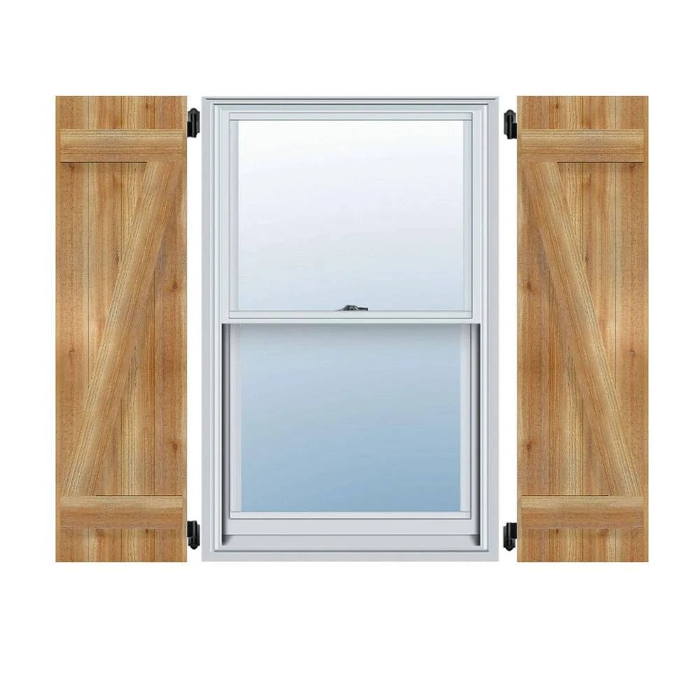 Rough Sawn Western Red Cedar Board-n-Batten Shutters with Z-Bar B54045