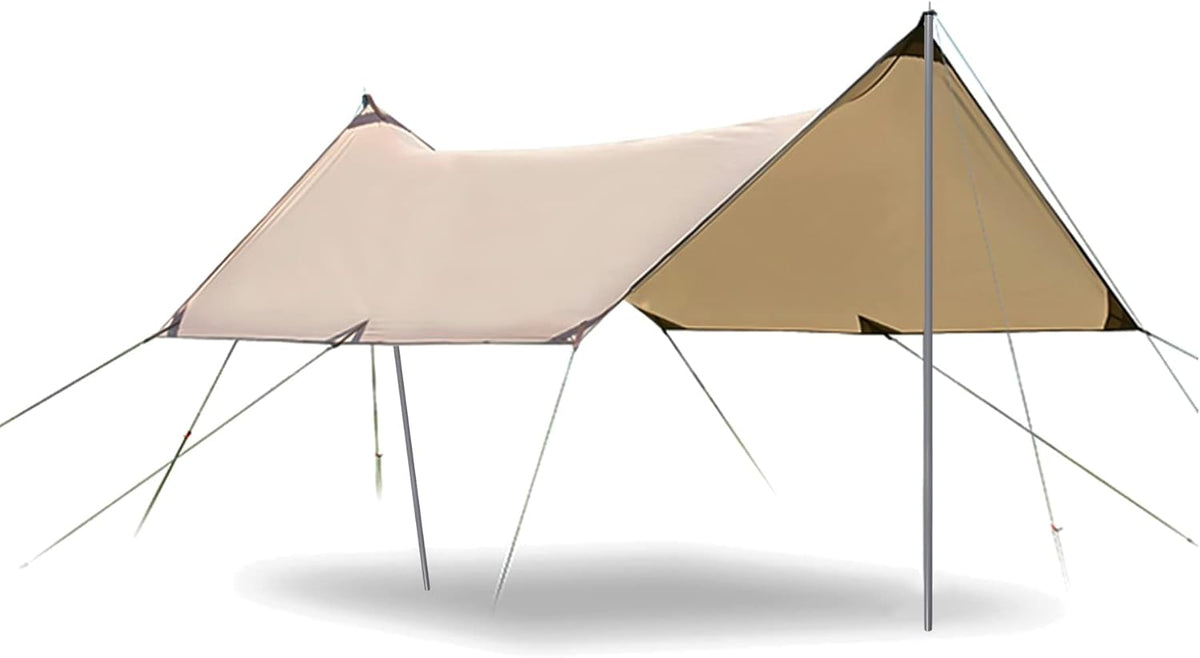 Camping Tent Tarp with Poles, 4-6 Person PU 3000mm Lightweight Awning Canopy Sun Shelter E293875