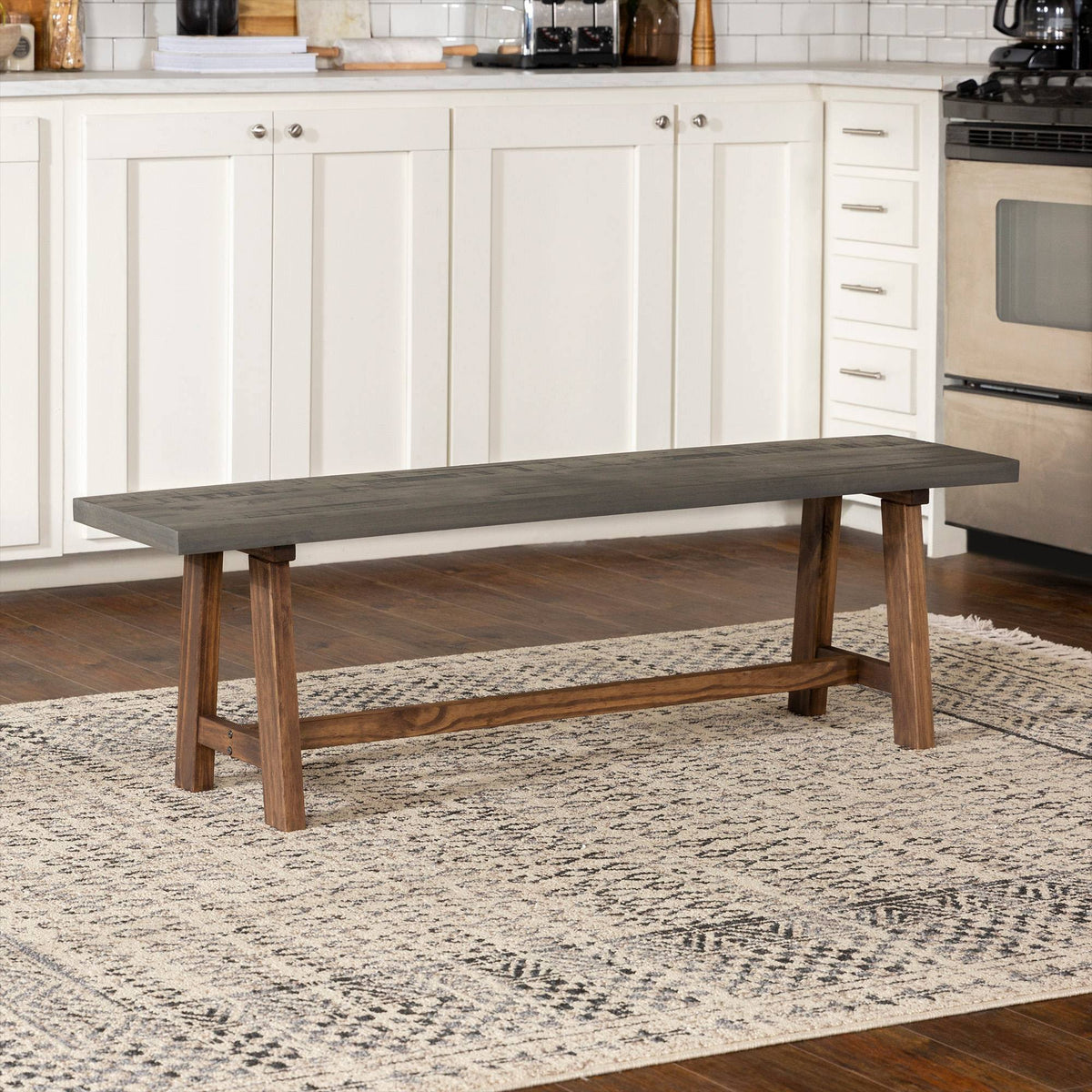 Solid Wood Trestle Dining Bench Gray/Brown D547732