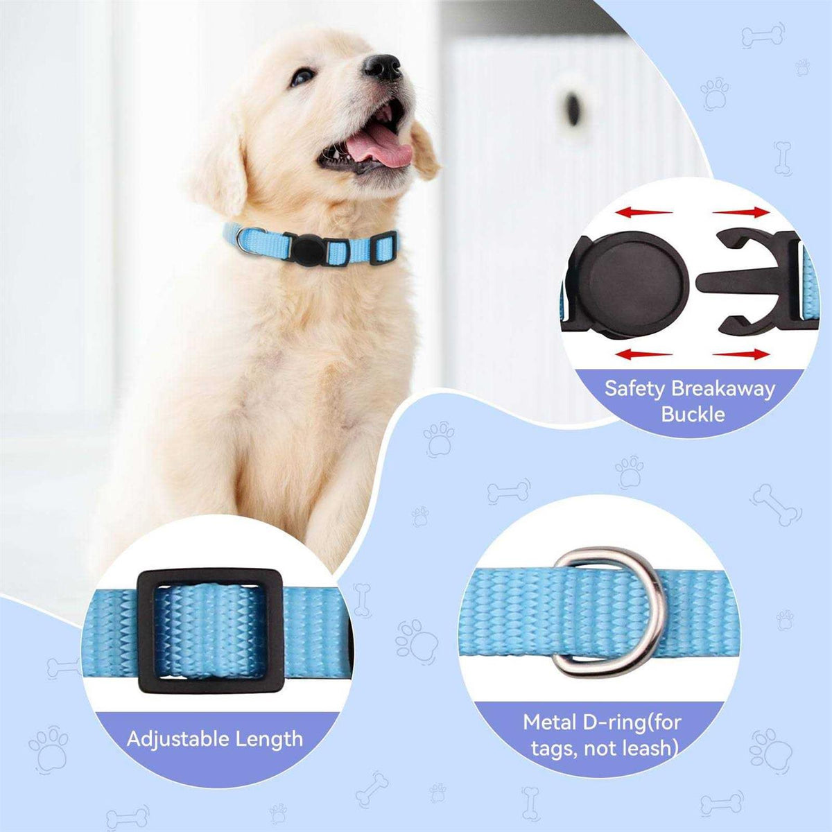Soft Nylon Adjustable Breakaway Puppy ID Collar 14PCS Y51200