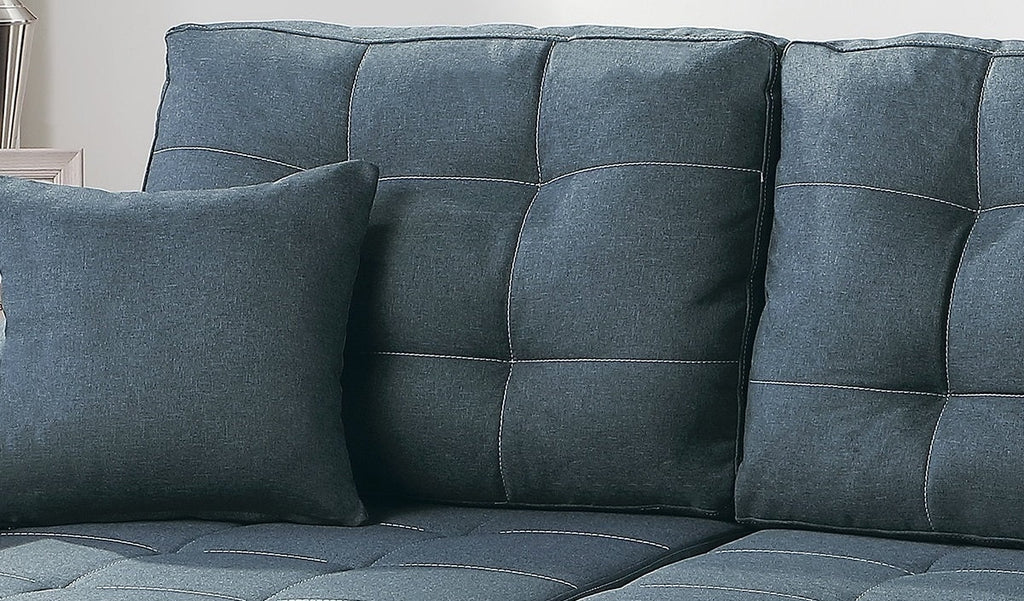 Blue Grey Convertible Sectional Sofa Chaise F55584