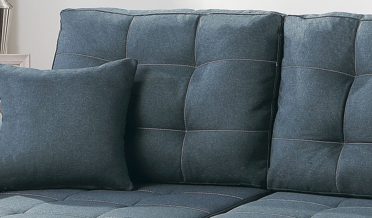 Blue Grey Convertible Sectional Sofa Chaise F55584