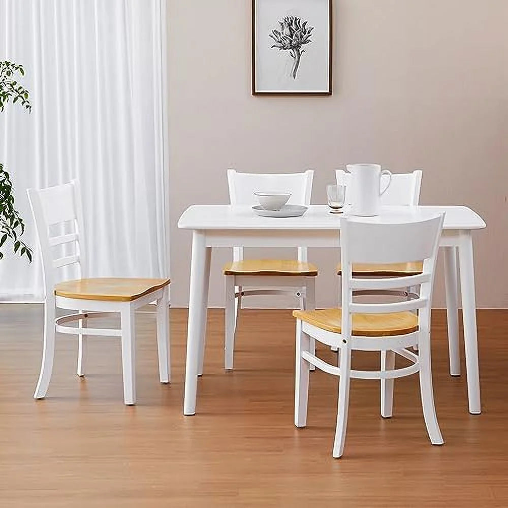 Wooden Dining Chairs Set of 2 Ladder Back Armless Walnut V253085