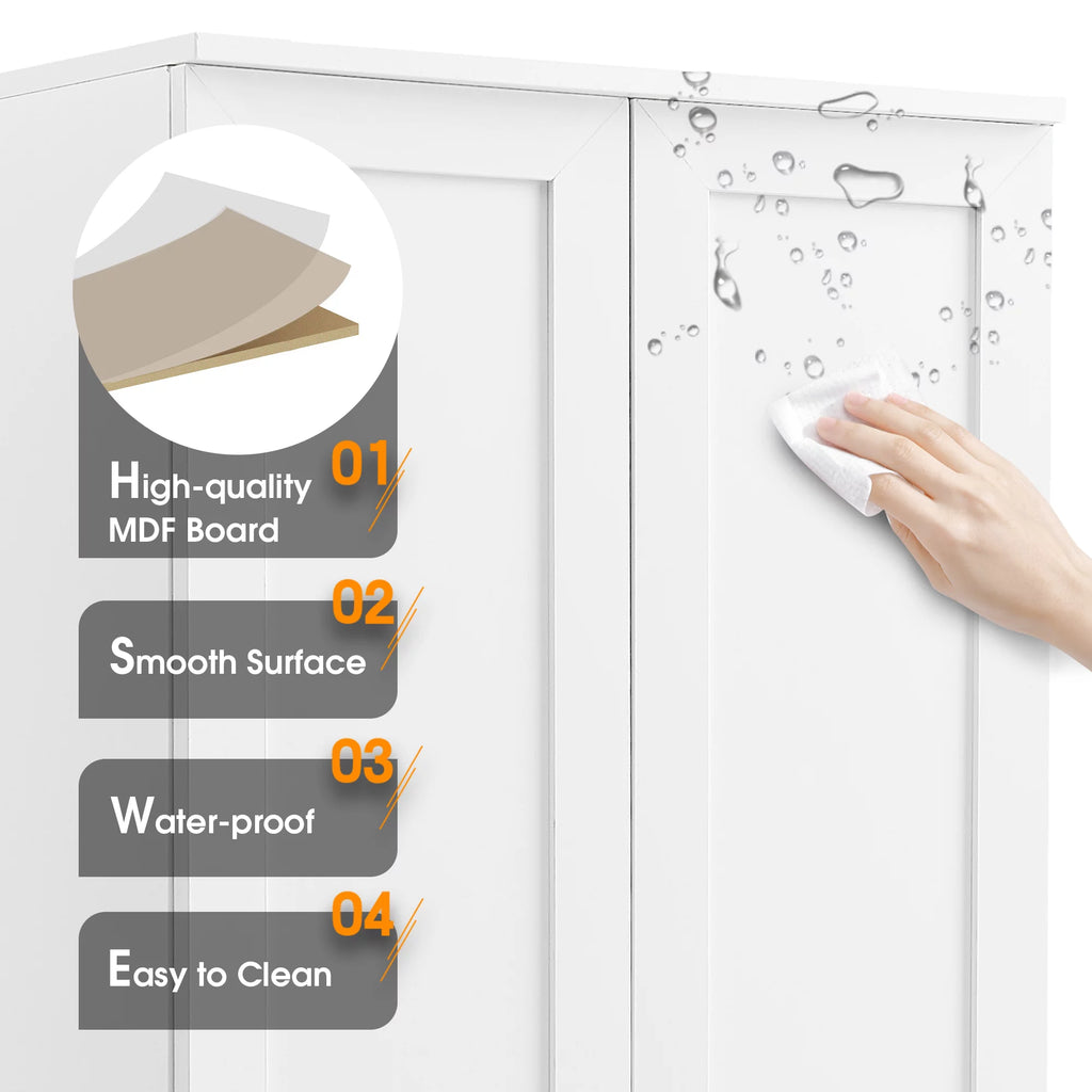 Tall Wood Bathroom Storage Cabinet with Adjustable Shelves B41266